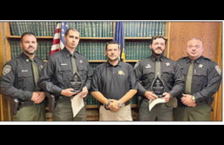 Pictured left to right: Patrol Captain Michael Dunn, Deputy Jonathan Norwood, Sheriff Jayson Richardson, Deputy Matthew Brooks, and Patrol Lt. Joe West.