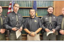 Pictured left to right: Patrol Captain Michael Dunn, Deputy Jonathan Norwood, Sheriff Jayson Richardson, Deputy Matthew Brooks, and Patrol Lt. Joe West.