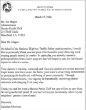 DeSoto EMS Recognized by National Highway Traffic Safety Administration
