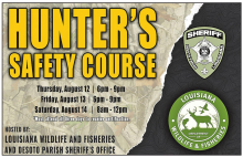 DPSO and LDWF Offer Hunters’ Safety Class August 12th thru 14th