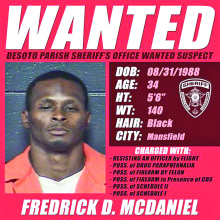 DeSoto Crimestoppers Needs Public’s Assistance in Locating Fredrick D. McDaniel