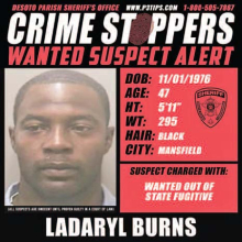 Crime Stoppers Wanted Suspect Ladaryl Burns