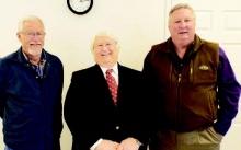 Angola Warden Burl Cain is flanked by DeSoto Chamber President Charles Waldon (left) and DeSoto Sheriff Rodney Arbuckle (right). Cain has announced his intent to run for Louisiana Governor in the fall election.
